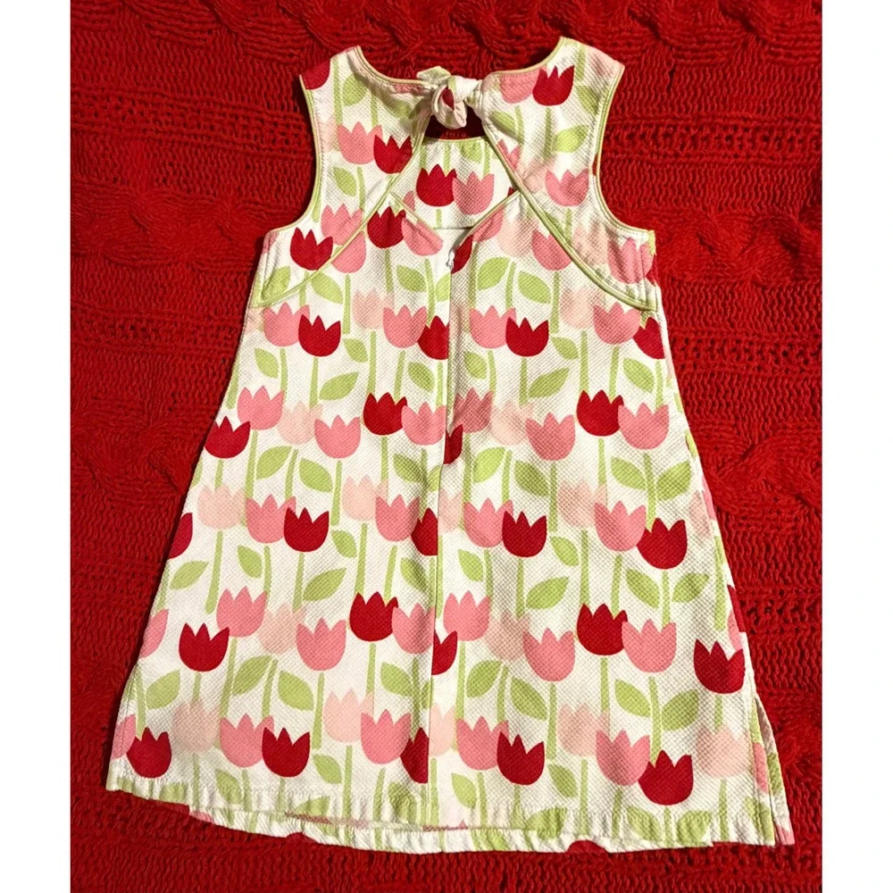 Gymboree Girls Vintage 2003 Tulip Floral Pique Dress Pink Red White Size 5